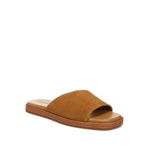 VINCE. Womens Brown Crossover Band Canella Toe Slip On Leather Sandals Shoes 8 M